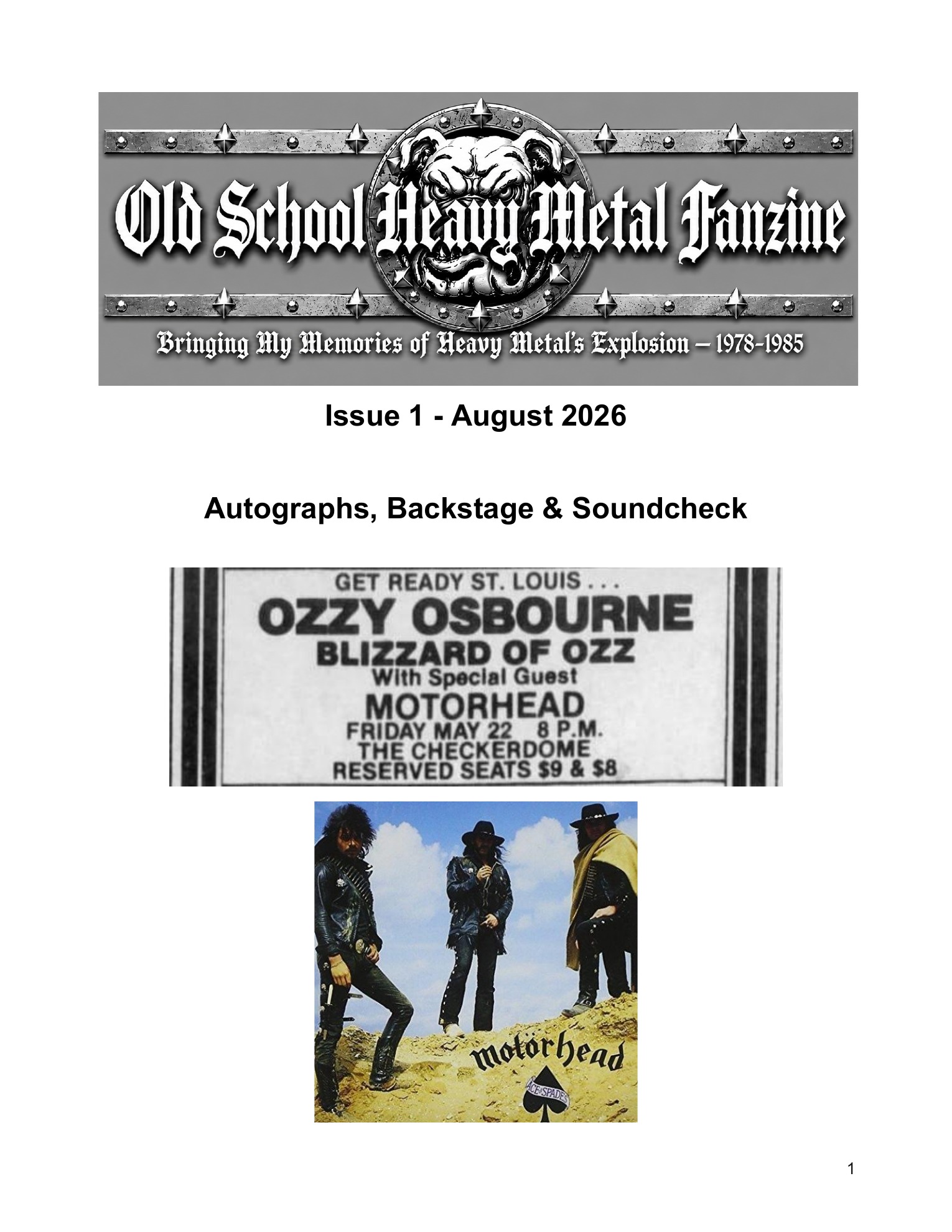 Metal Child Old School Heavy Metal Fanzine Issue No. 1 cover: An American Motörheadbanger Story