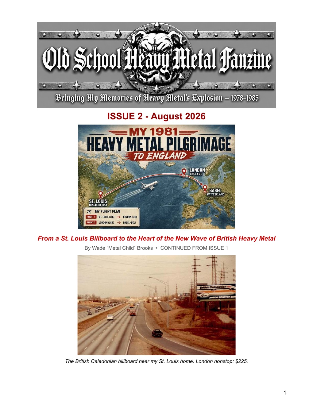 Metal Child Old School Heavy Metal Fanzine Issue No. 2 cover: My 1981 Heavy Metal Pilgrimage to England
